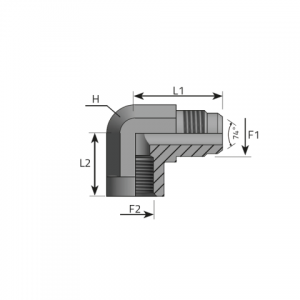 90° Adapter male JIC – fixed female BSPP. (LMJ..FFG)